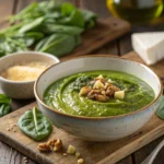 Creamy spinach pesto in a bowl