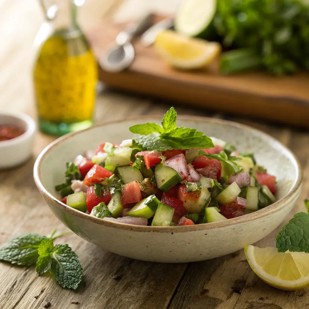 Persian Shirazi salad in a bowl