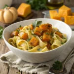 Creamy butternut squash pasta in a bowl