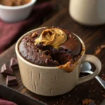 Chocolate Peanut Butter Mug Cake healthy dessert idea 9 Chocolate peanut butter mug cake in mug