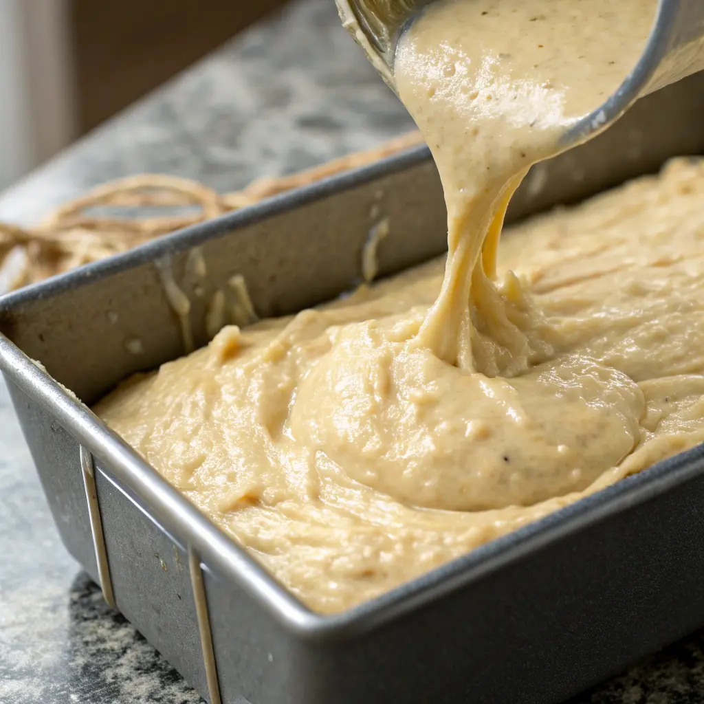 One banana banana bread batter in pan