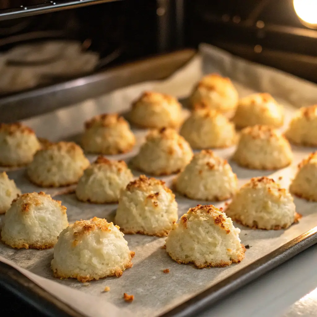 Coconut Macaroons recipe with condensed milk soft and chewy 11 Coconut macaroons baking tray