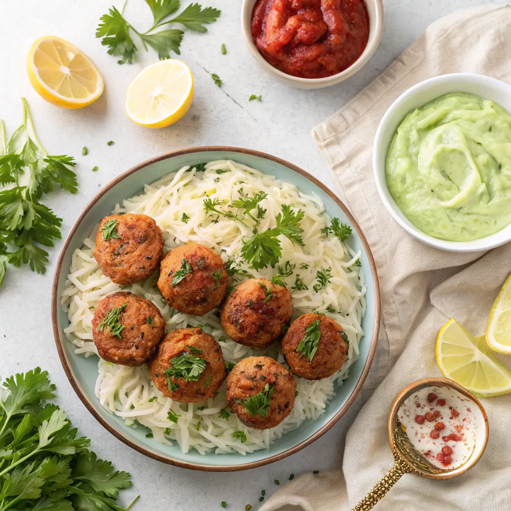 Baked Salmon Meatballs recipe easy and healthy 12 Salmon meatballs with pasta and rice