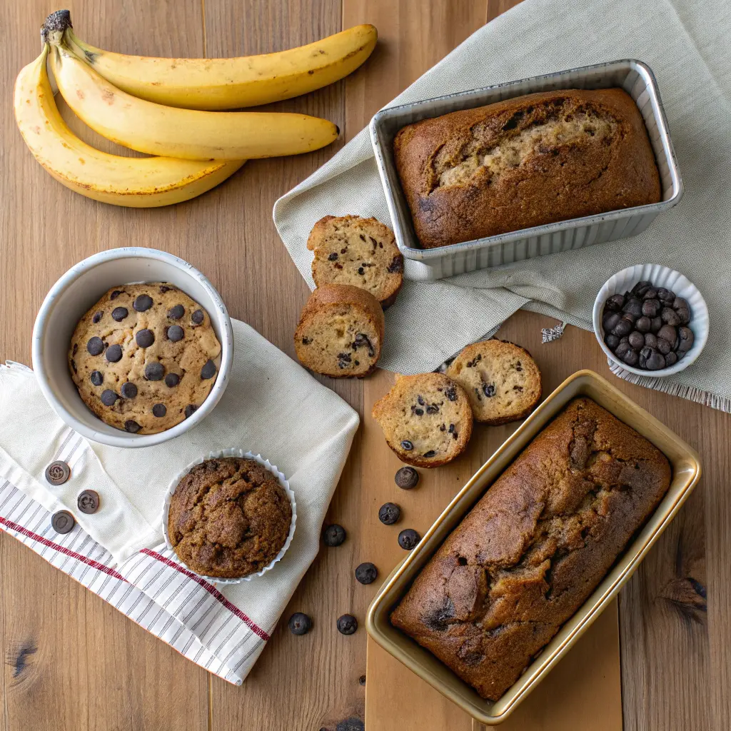 Chocolate chip banana bread variations