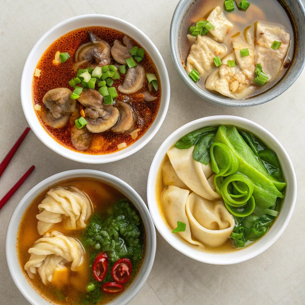 Different wonton soup variations