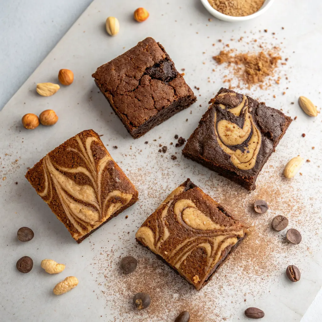 Four variations of sweet potato brownies