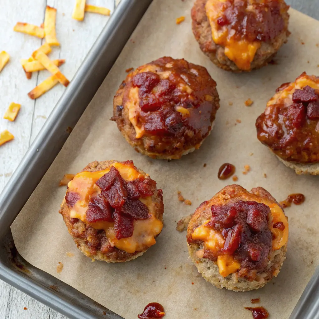 BBQ Bacon Cheddar Meatloaf – Ultimate Savory Flavor 12 Mini BBQ cheddar meatloaf muffins