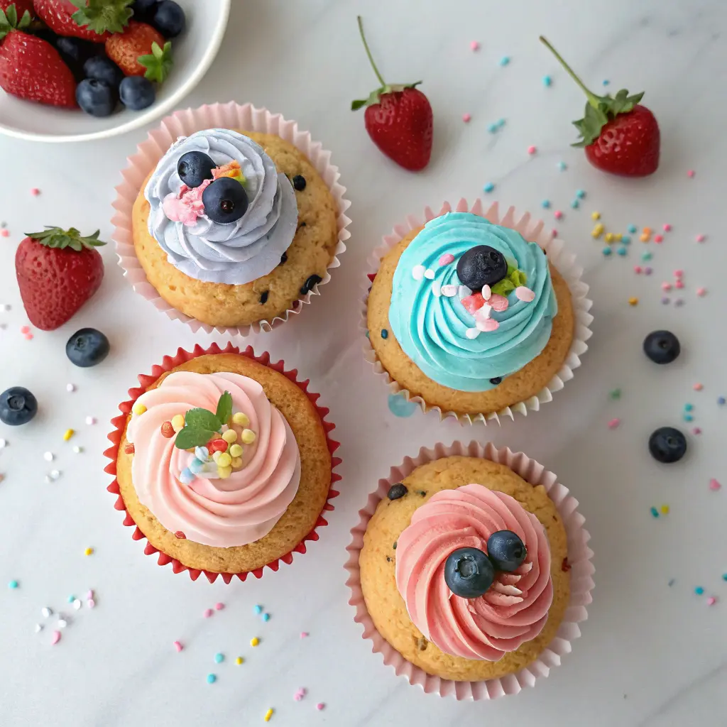 Mini Strawberry Shortcake Blueberry Muffin Cakes