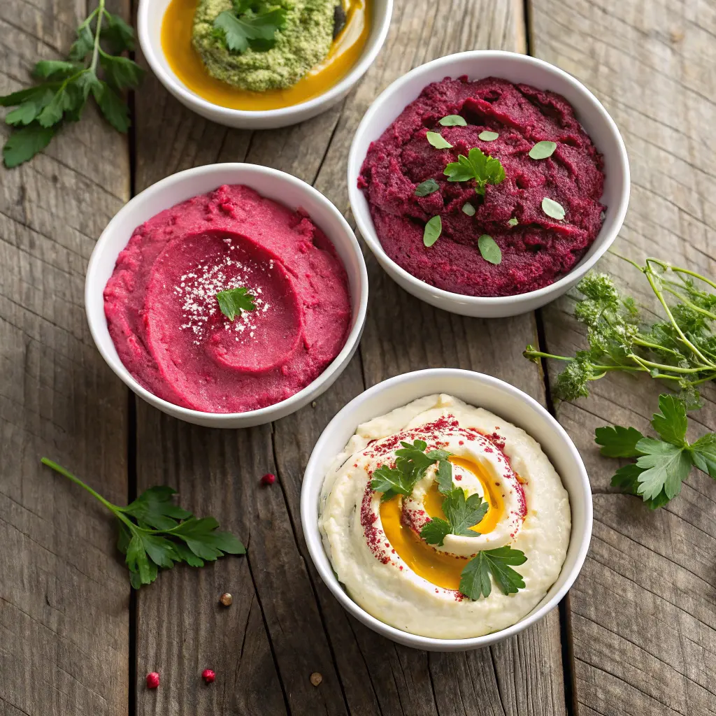 Different beet dip variations