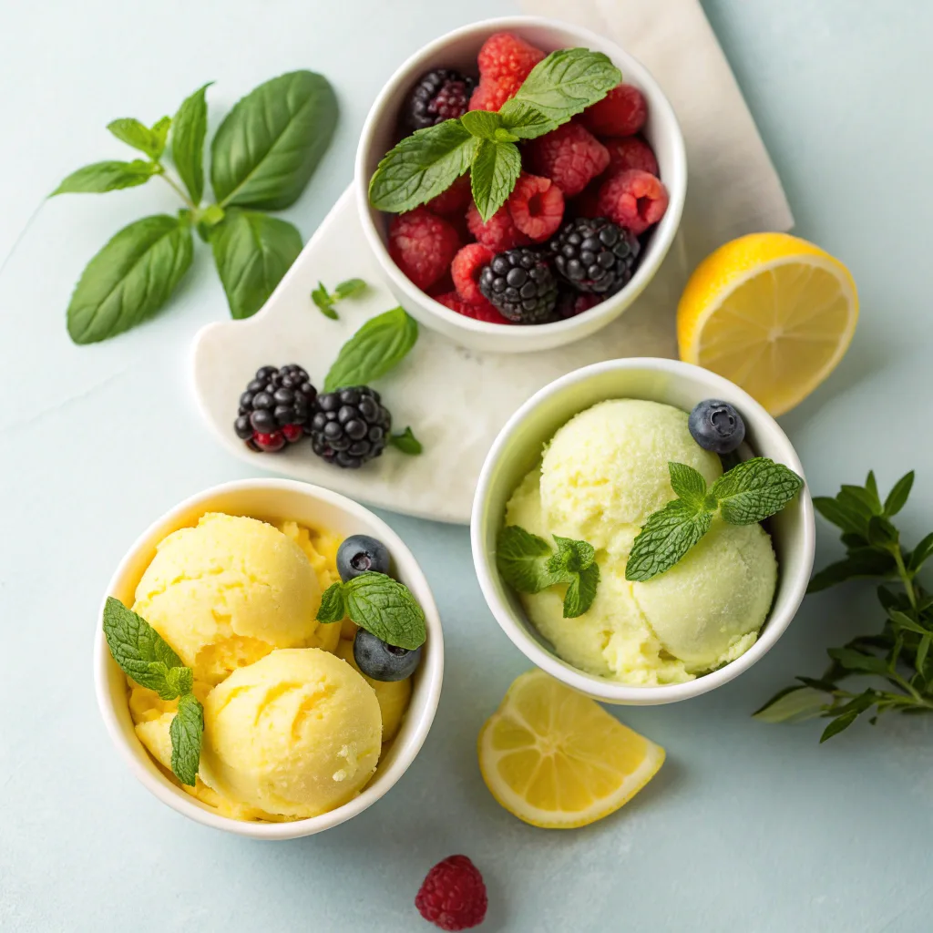 Lemon basil sorbet flavor variations