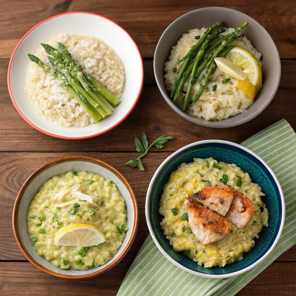 Lemon-asparagus risotto variations
