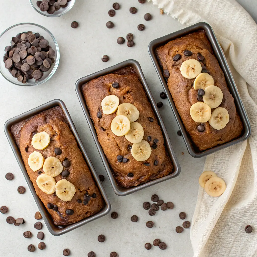 Banana Chocolate Chip Bread – Healthy, Eggless, and Tasty 12 Three variations of banana chocolate chip bread
