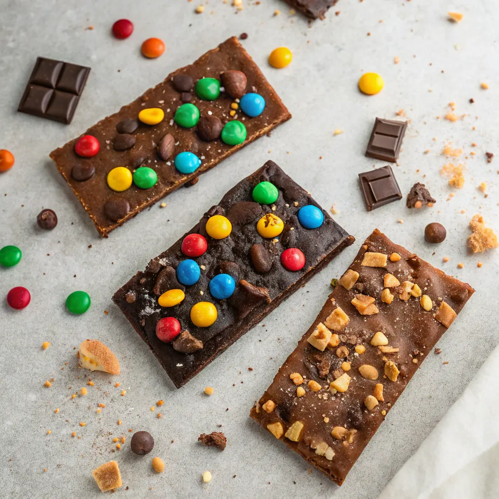 Three versions of brownie brittle