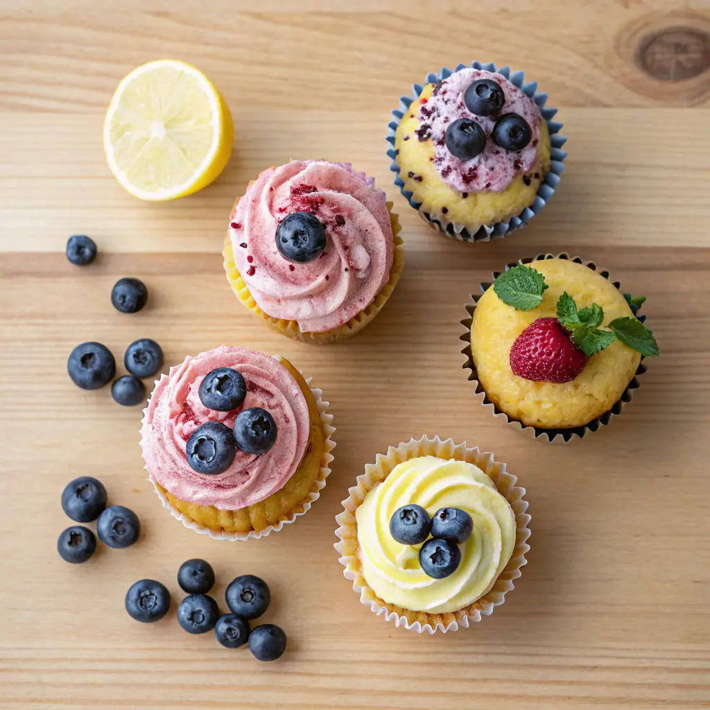 Blueberry cupcake dessert variations
