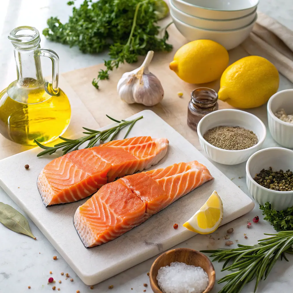 Ingredients for salmon steaks recipe