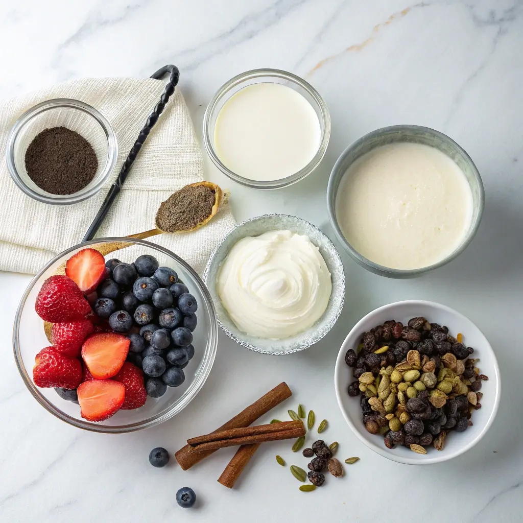 Ingredients for baked yogurt recipe