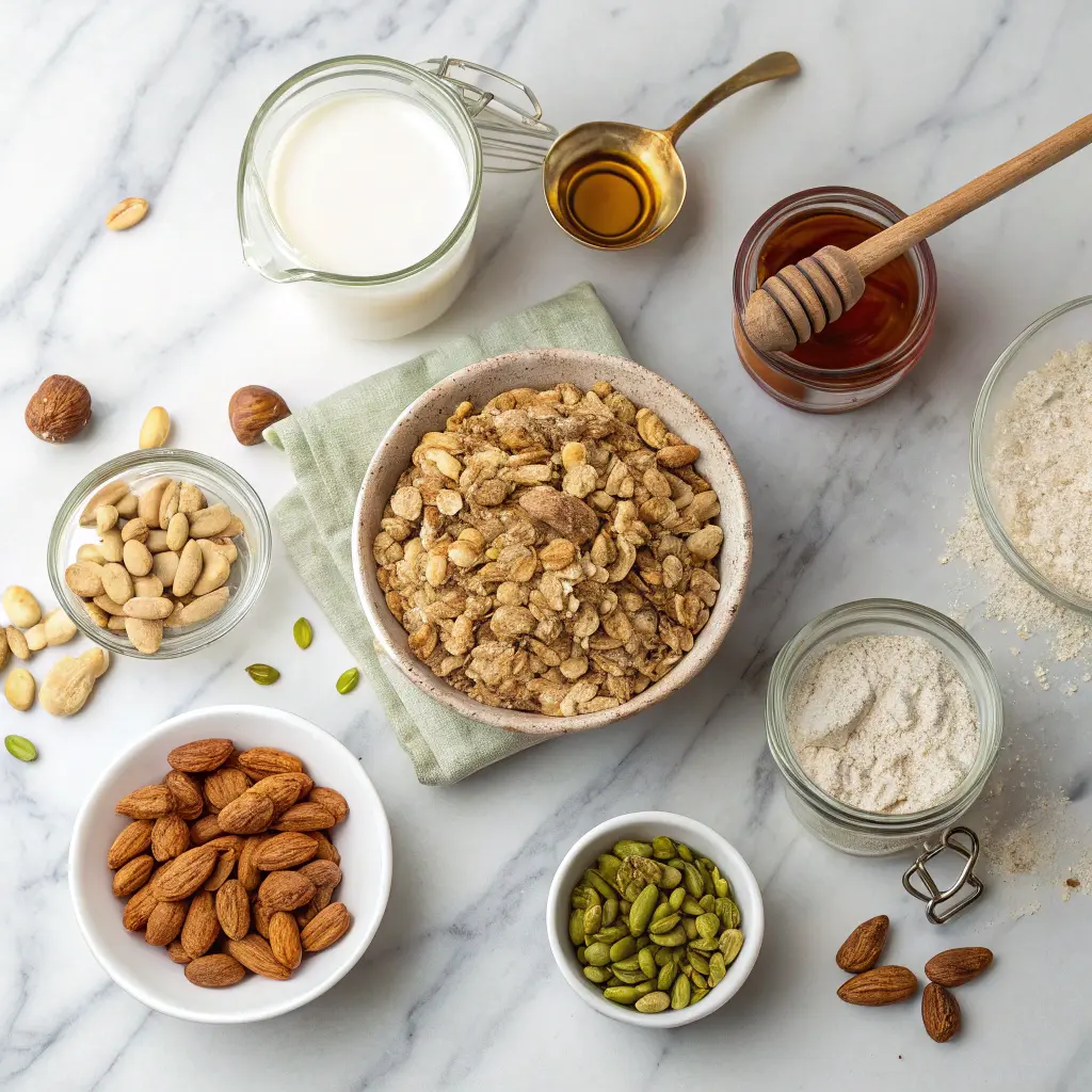 Ingredients for Baklava Overnight Oats on countertop
