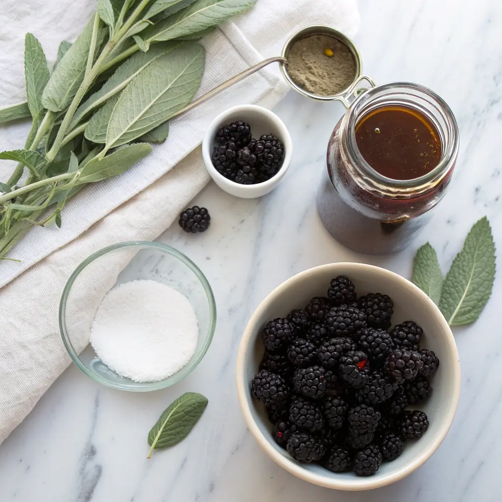 Ingredients for blackberry sage cold brew
