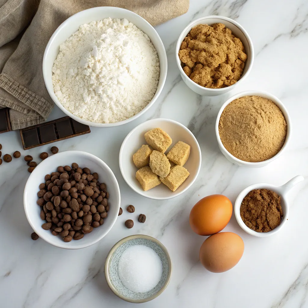 Ingredients for Brown Butter Coffee Toffee Cookies