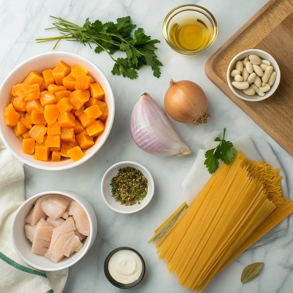Ingredients for butternut squash pasta