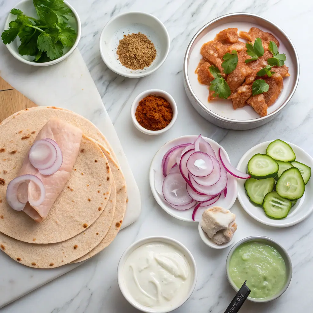 Chicken Tikka Paratha Rolls Recipe – Quick & Delicious Wraps 10 Ingredients for chicken tikka paratha rolls