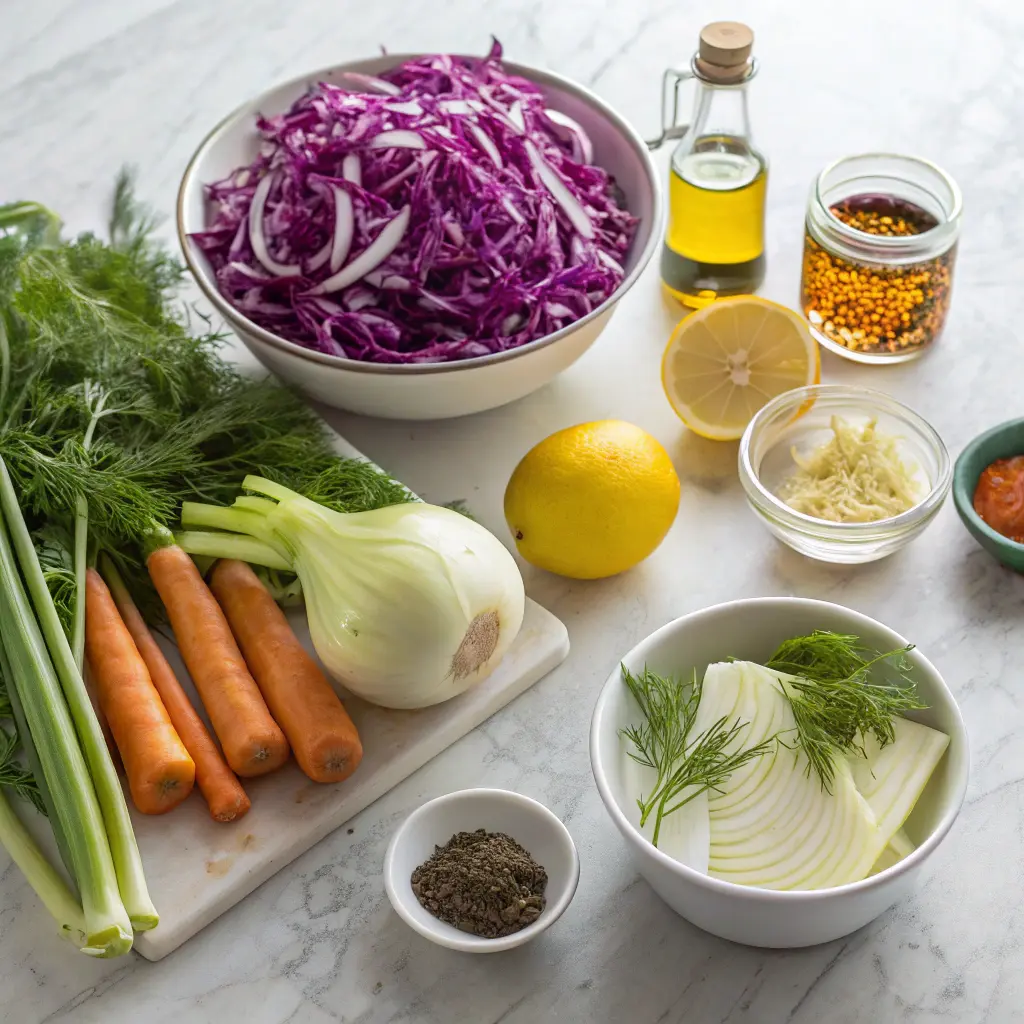 Ingredients for fennel slaw recipe