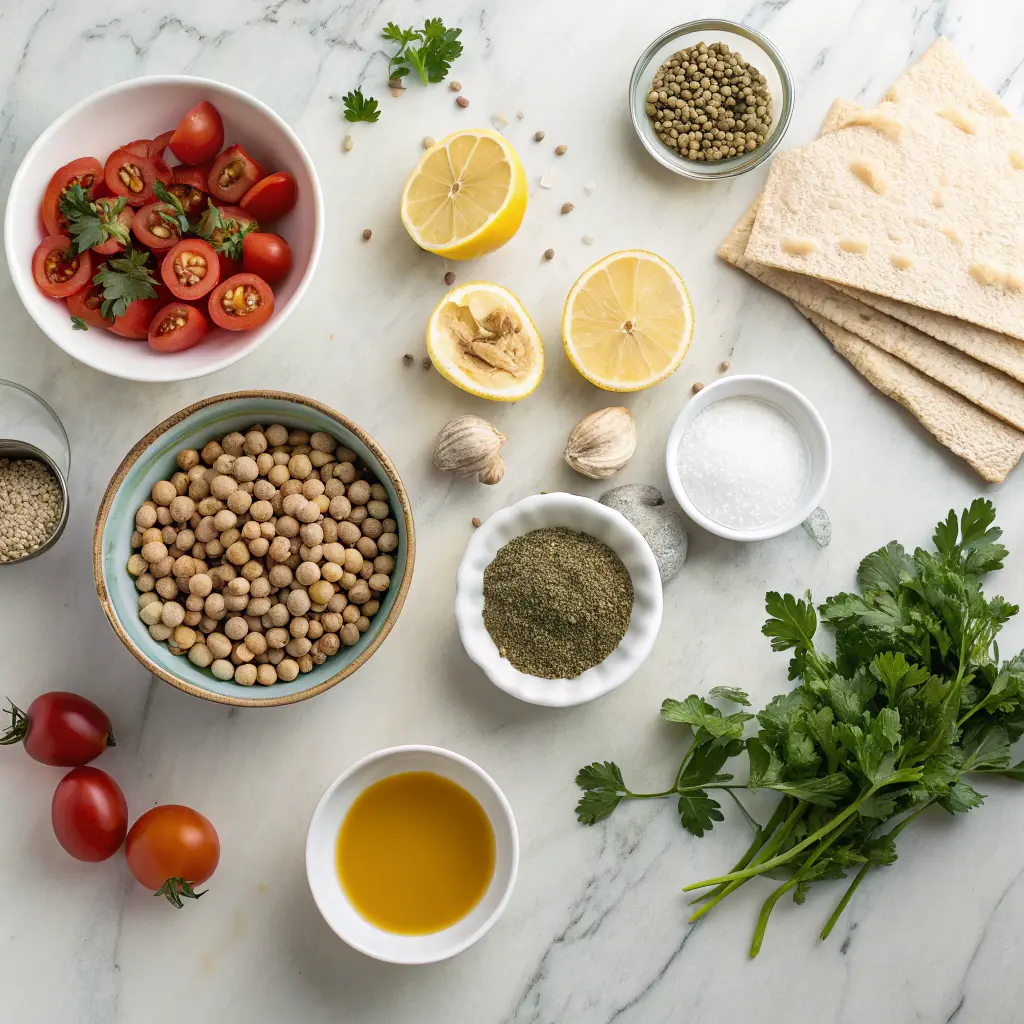 Ingredients for ful mudammas Egyptian fava beans