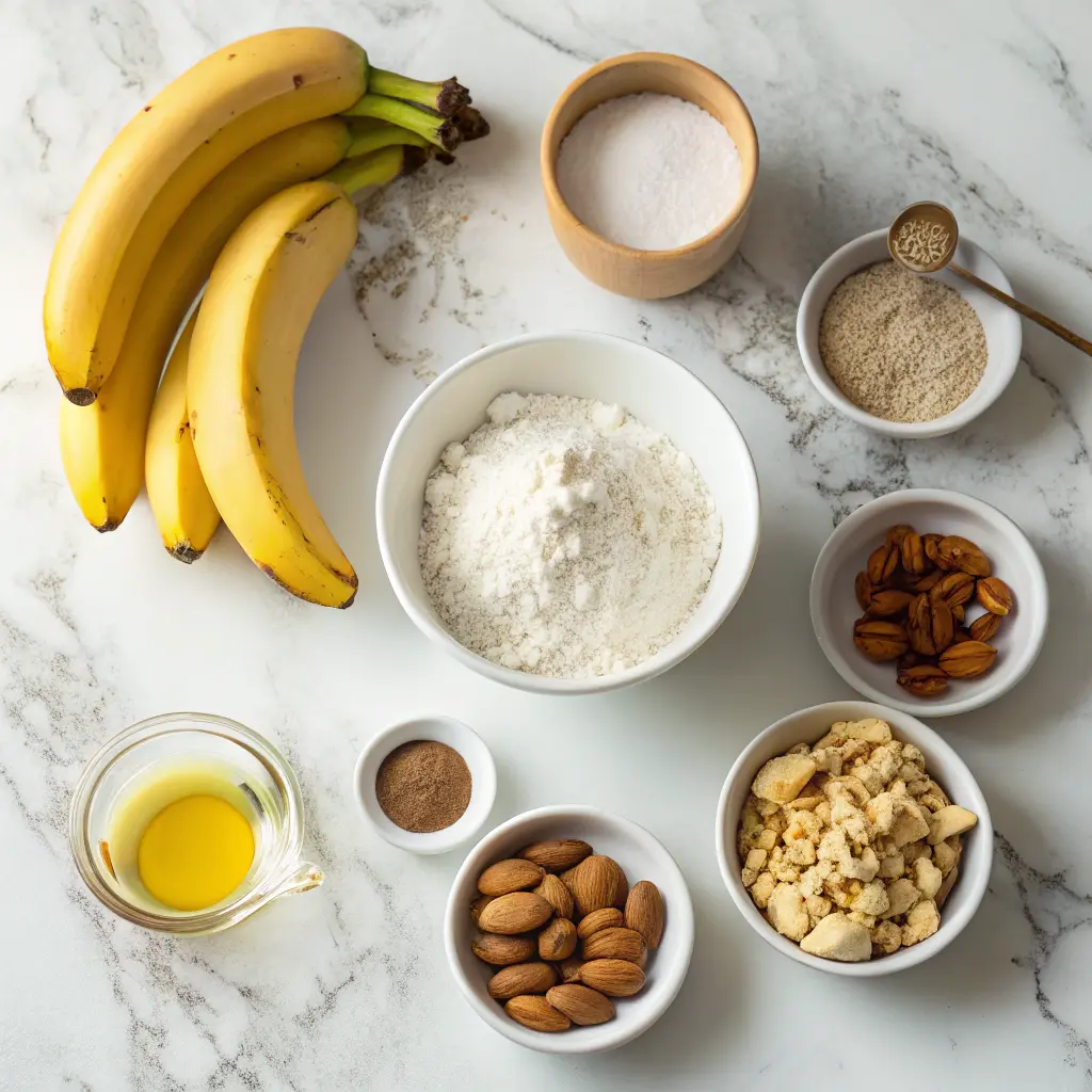 Ingredients for gluten free banana bread