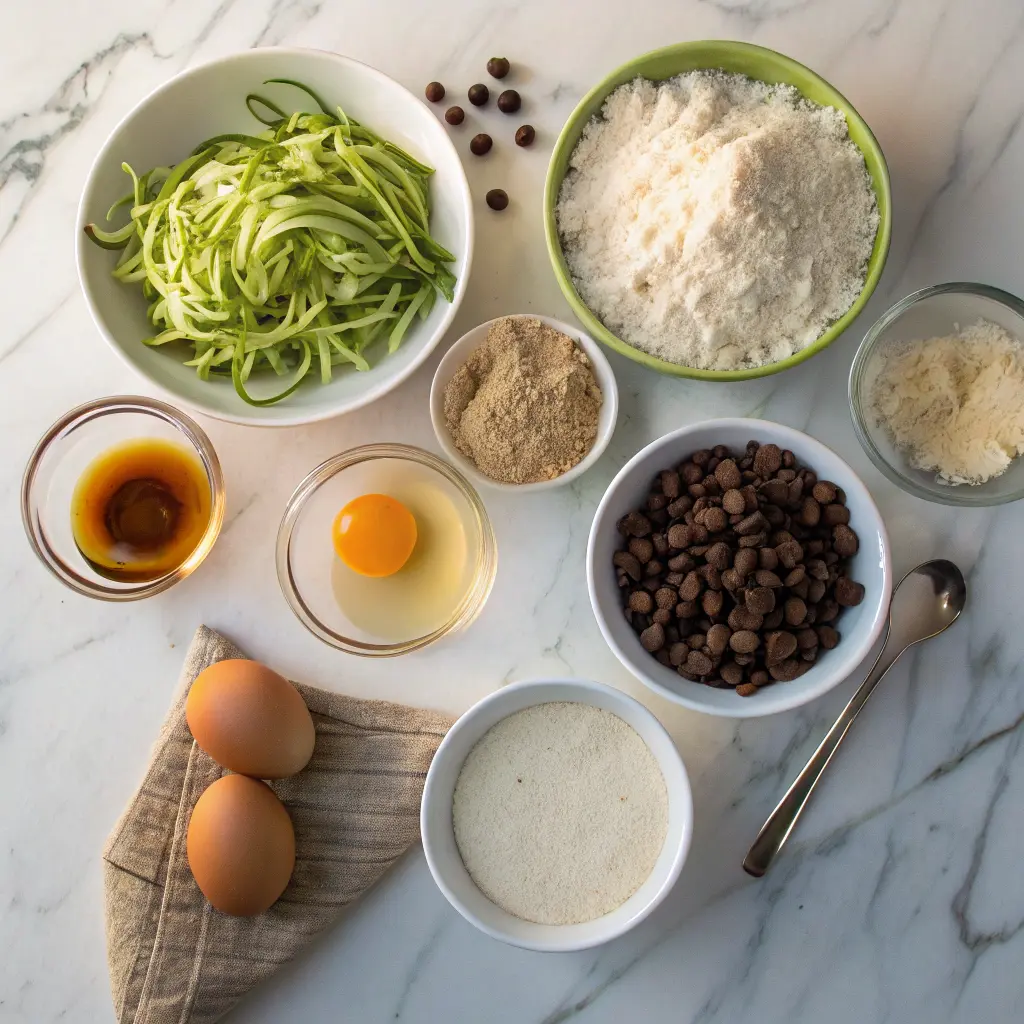 Ingredients for gluten free zucchini bread