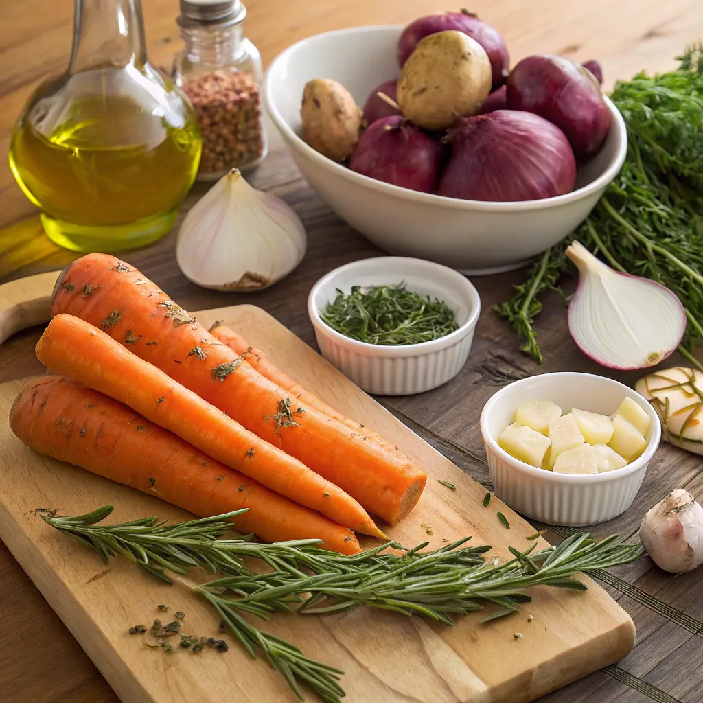 Ingredients for herb-roasted root vegetables