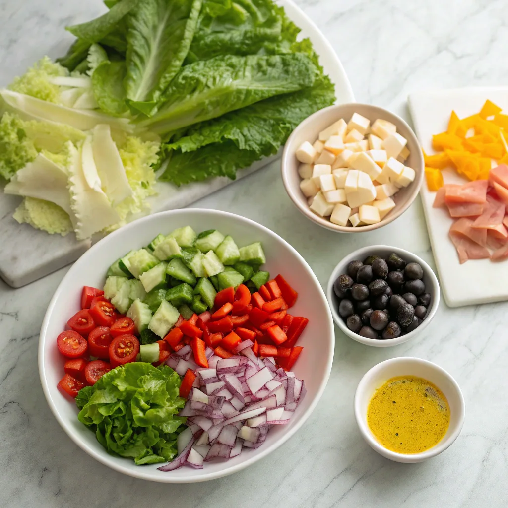 Ingredients for Italian Sub Salad Two Ways