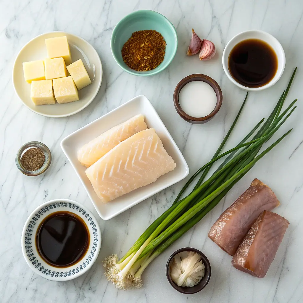 Ingredients for miso butter cod recipe