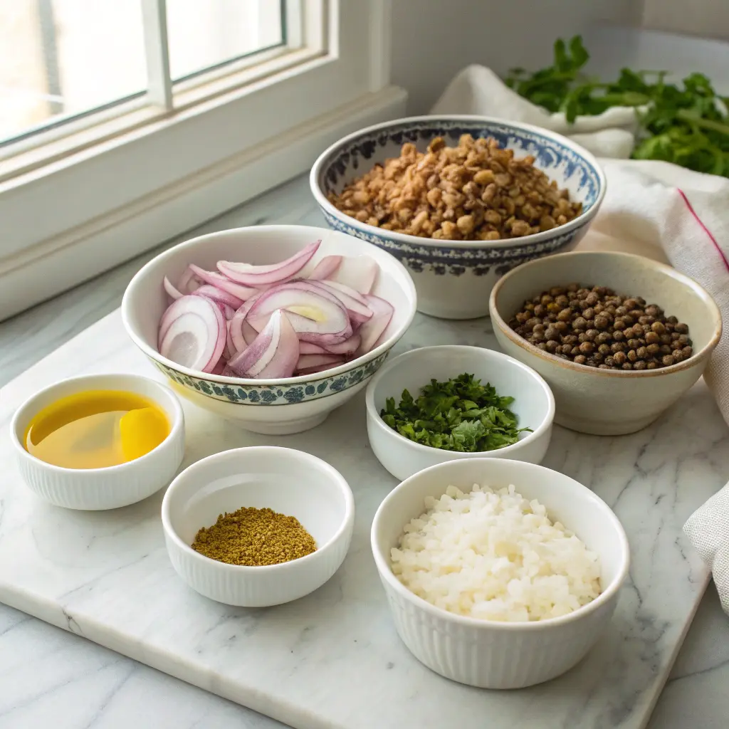 Ingredients for mujadara recipe