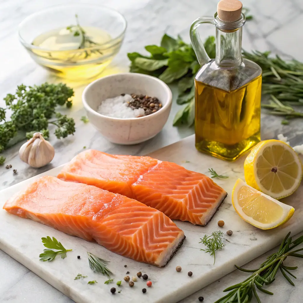 Olive Oil Poached Salmon simple healthy recipes 10 Ingredients for olive oil poached salmon