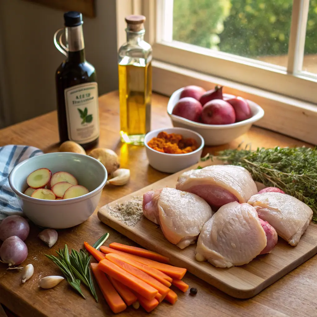 Ingredients for roasted chicken thighs