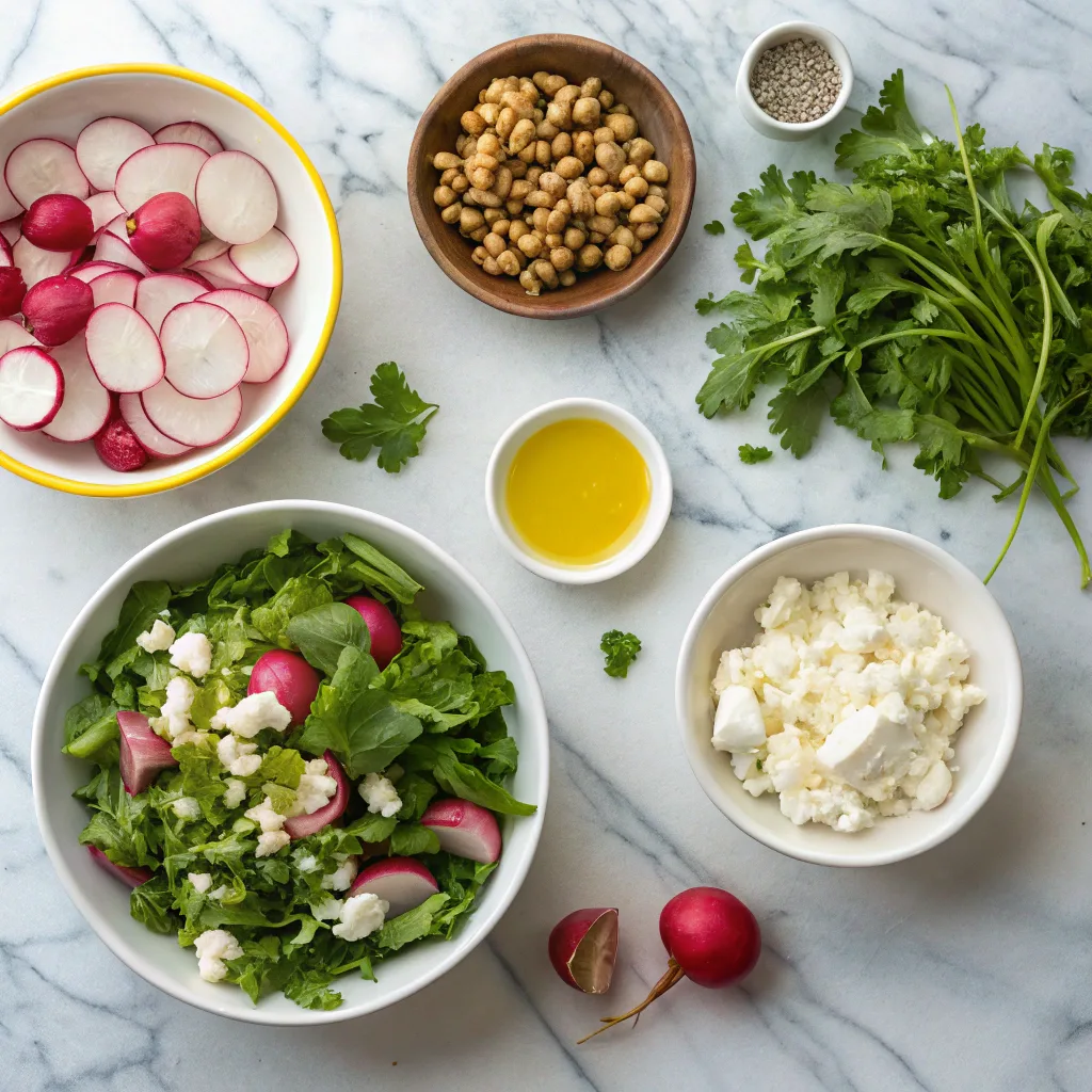 Ingredients for Roasted Radish and Feta Salad