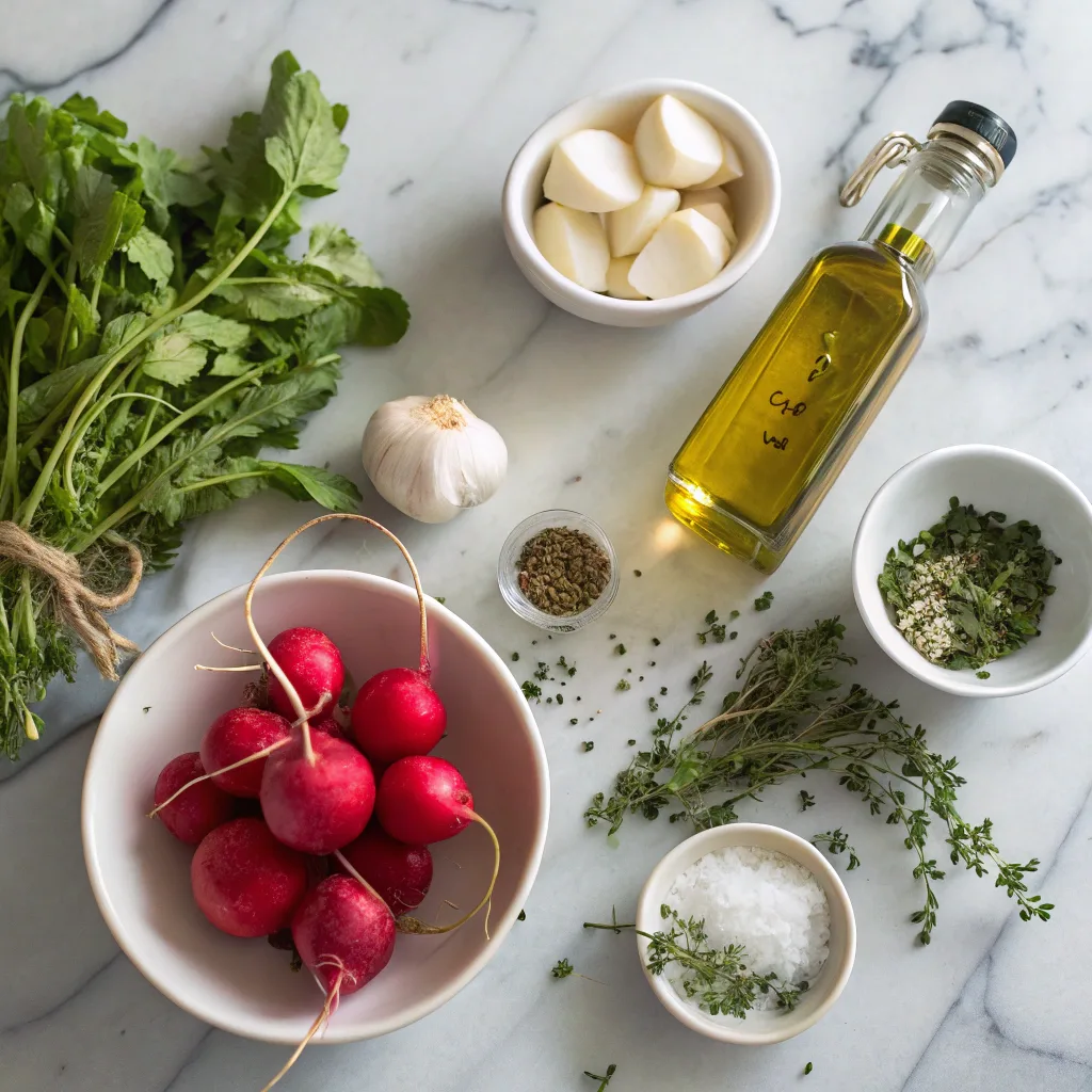 Ingredients for roasted radishes