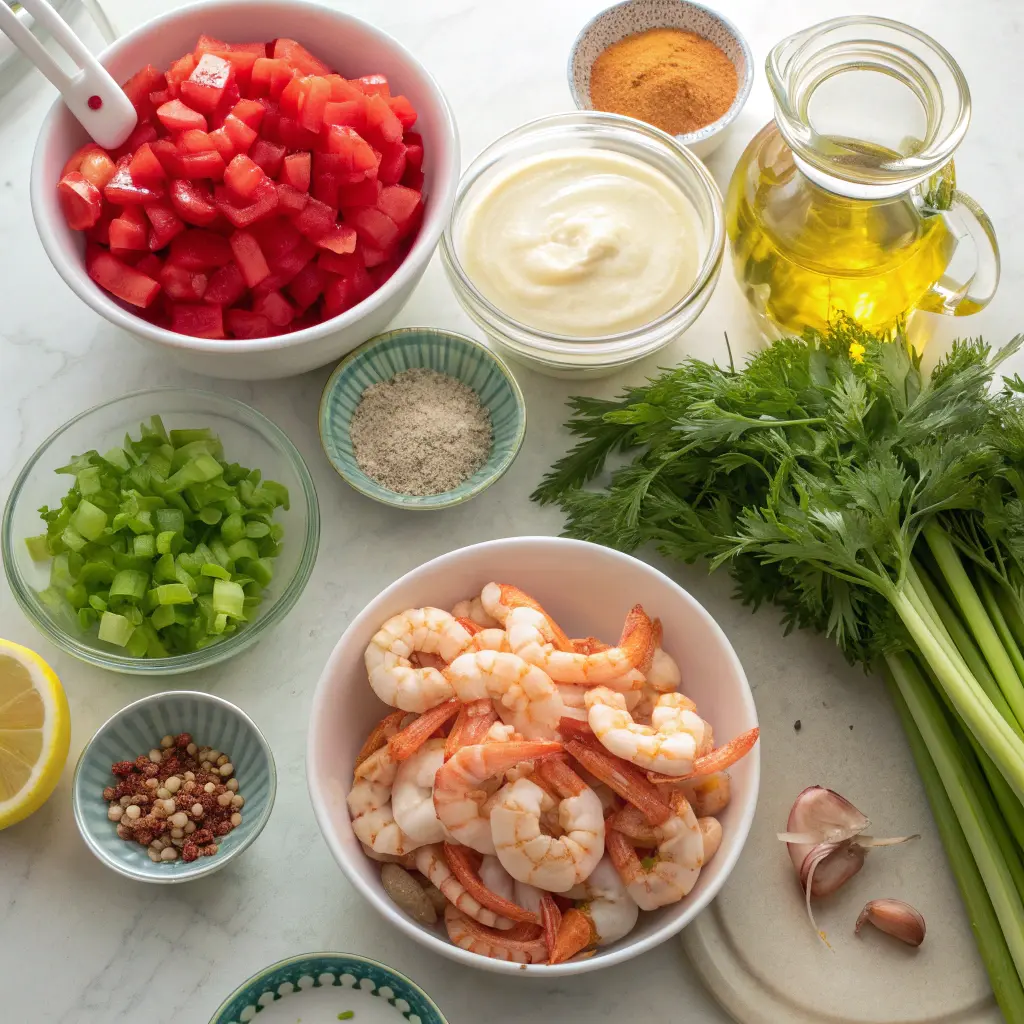 Ingredients for seafood salad recipe