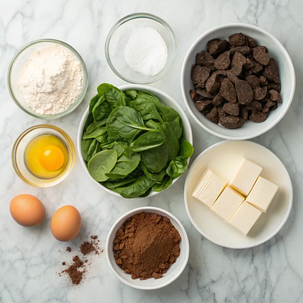 Ingredients for spinach brownies