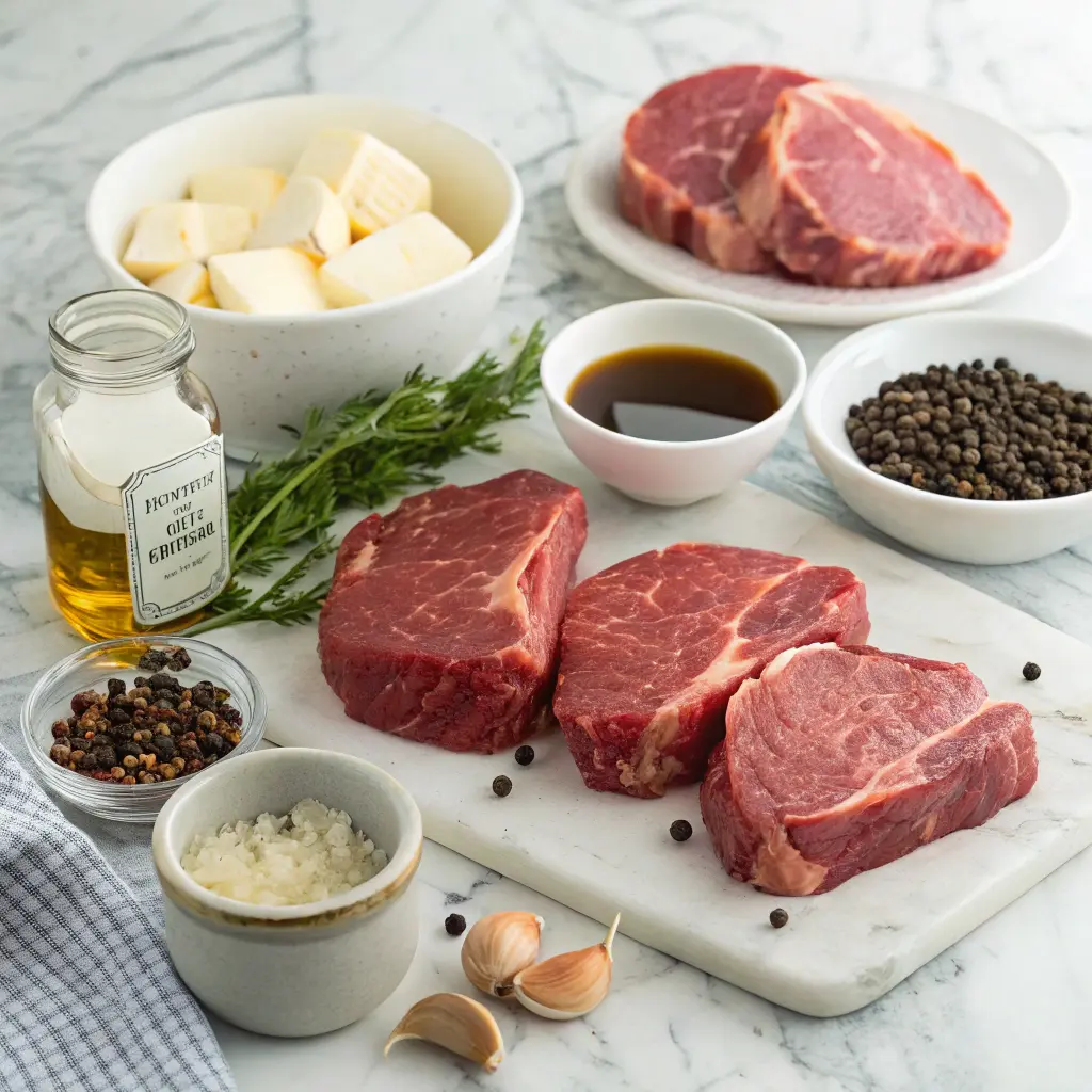 Ingredients for steak au poivre