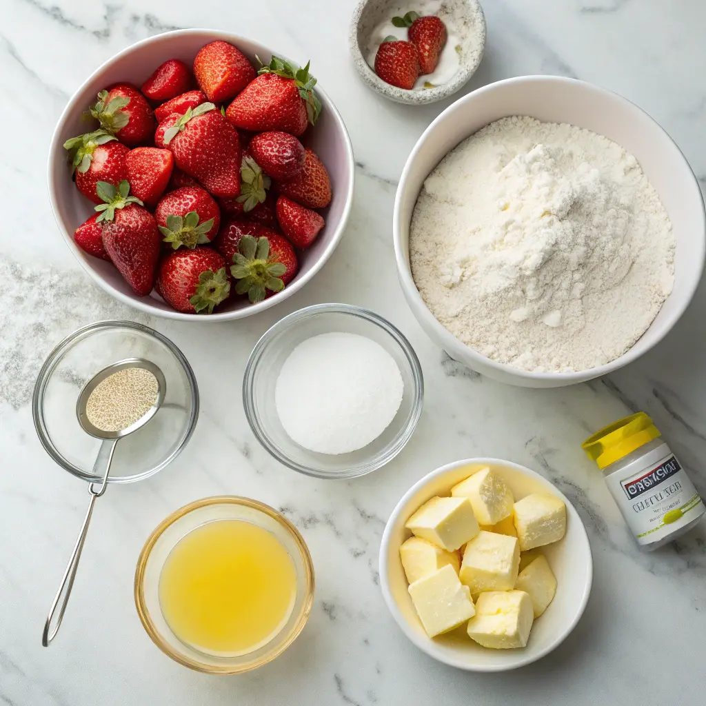 Ingredients for strawberry cobbler recipe