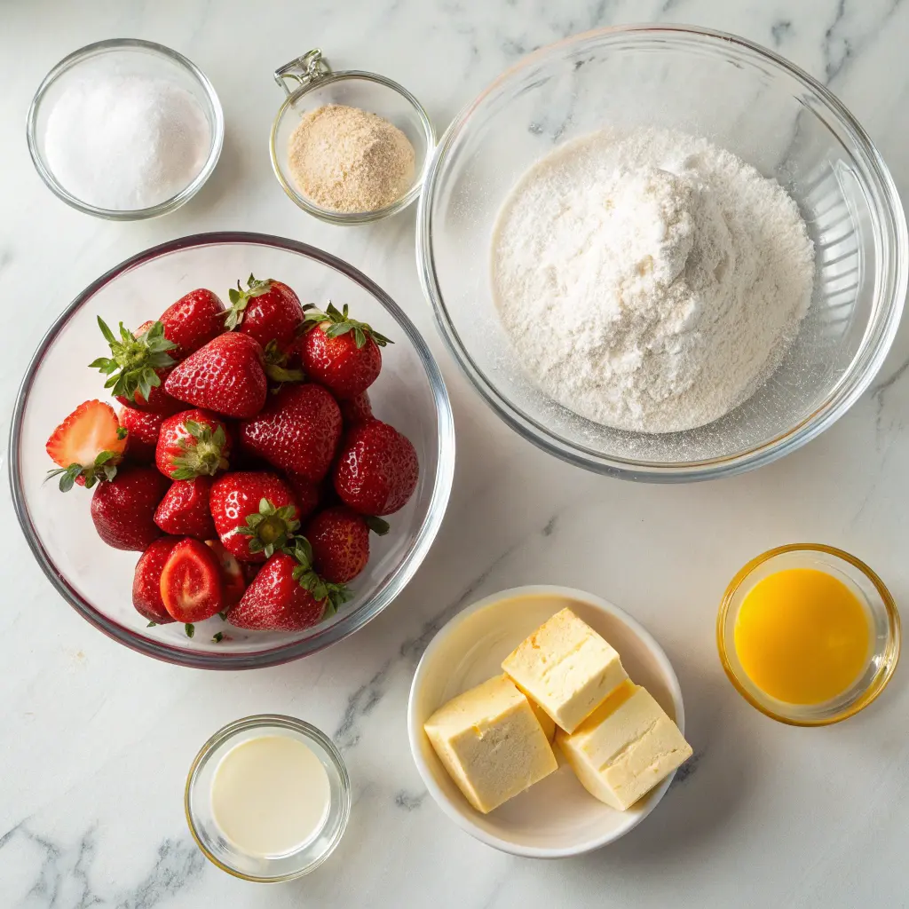 Ingredients for strawberry cobbler recipe