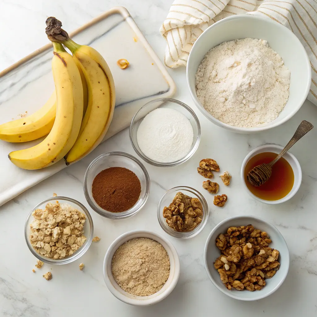 Ingredients for vegan banana bread