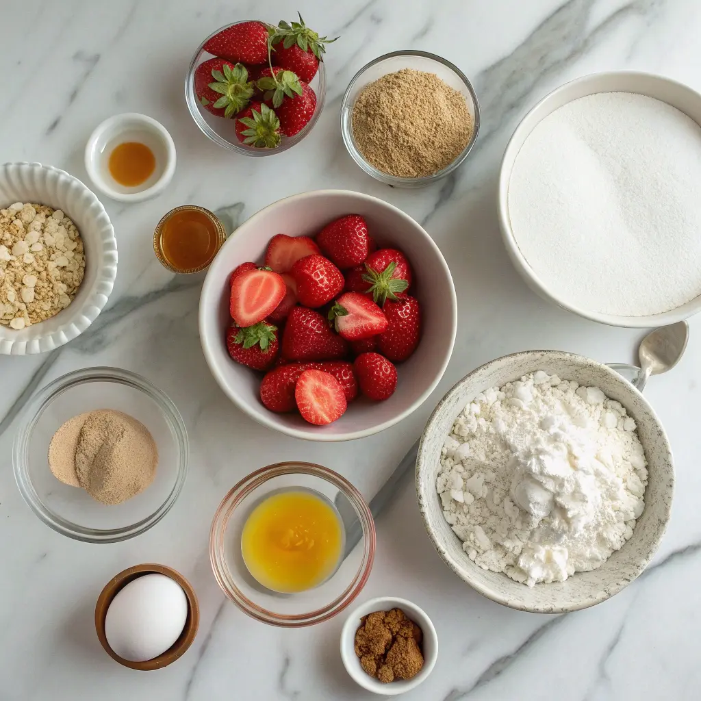 Ingredients for whole wheat strawberry muffins