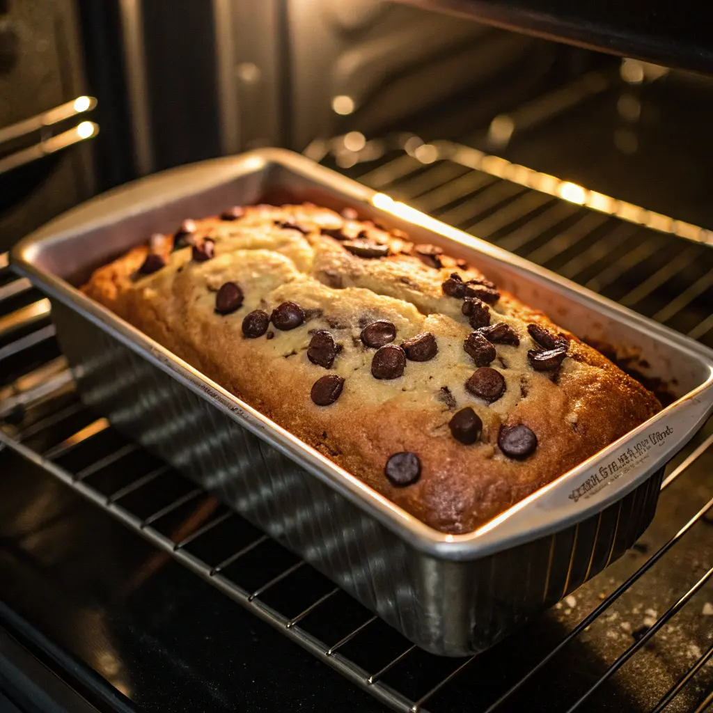 Baking chocolate chip banana bread