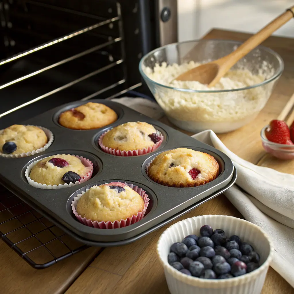 Baking blueberry muffin strawberry shortcake cupcakes