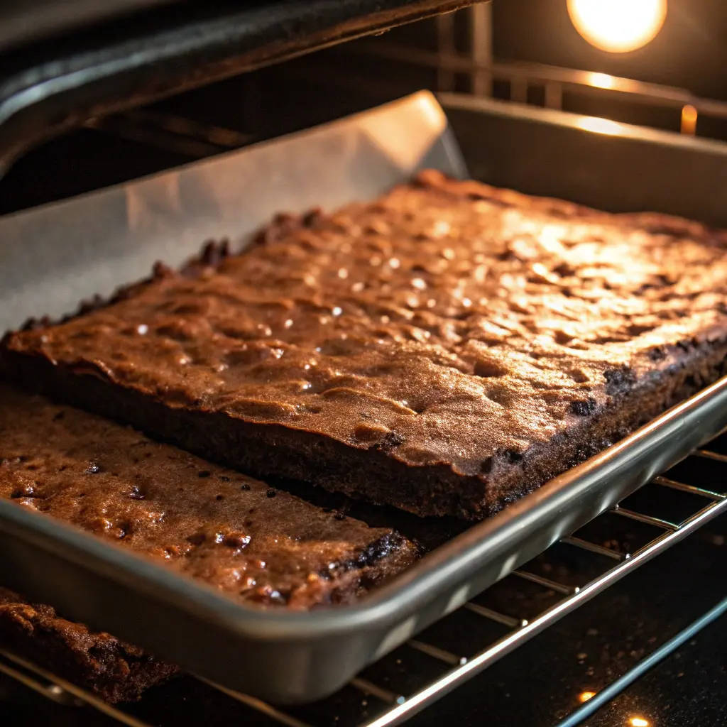 Baking brownie brittle in the oven