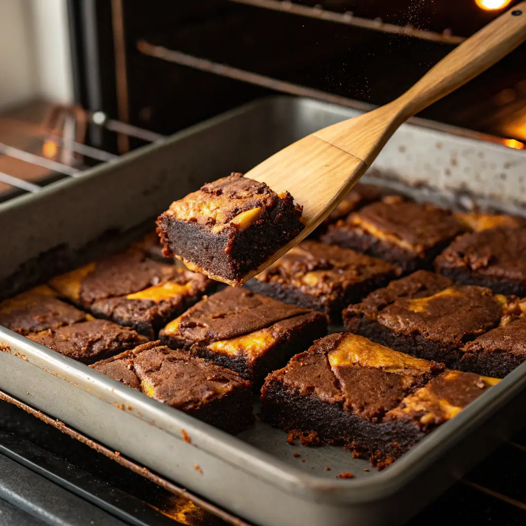 Baking sweet potato brownies in oven