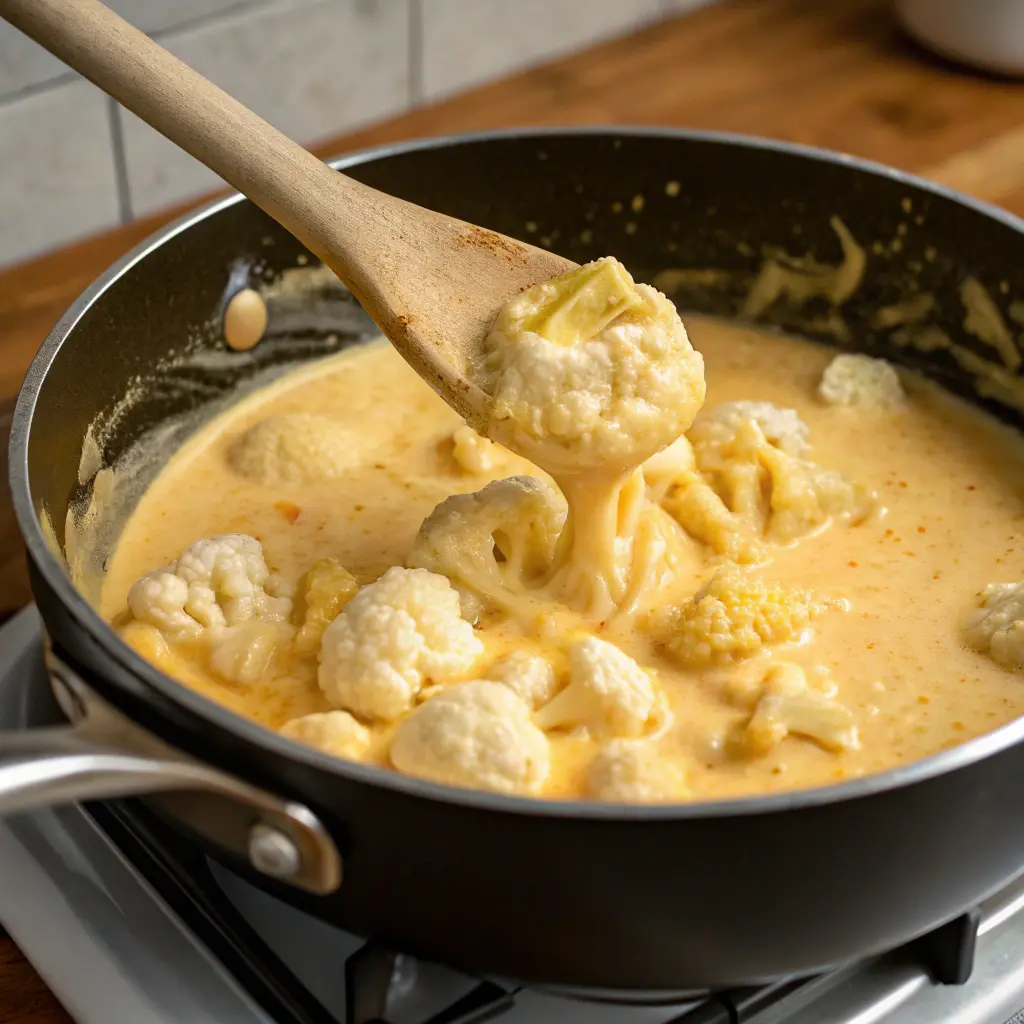 Cooking cauliflower mac and cheese sauce