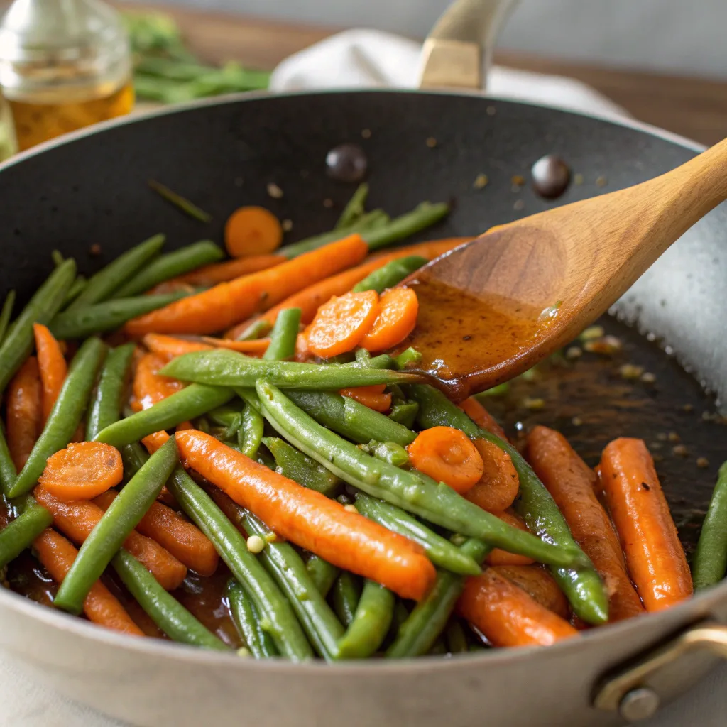 Honey Glazed Carrots & Green Beans – Quick Family Recipe 11 Cooking honey garlic carrots and green beans